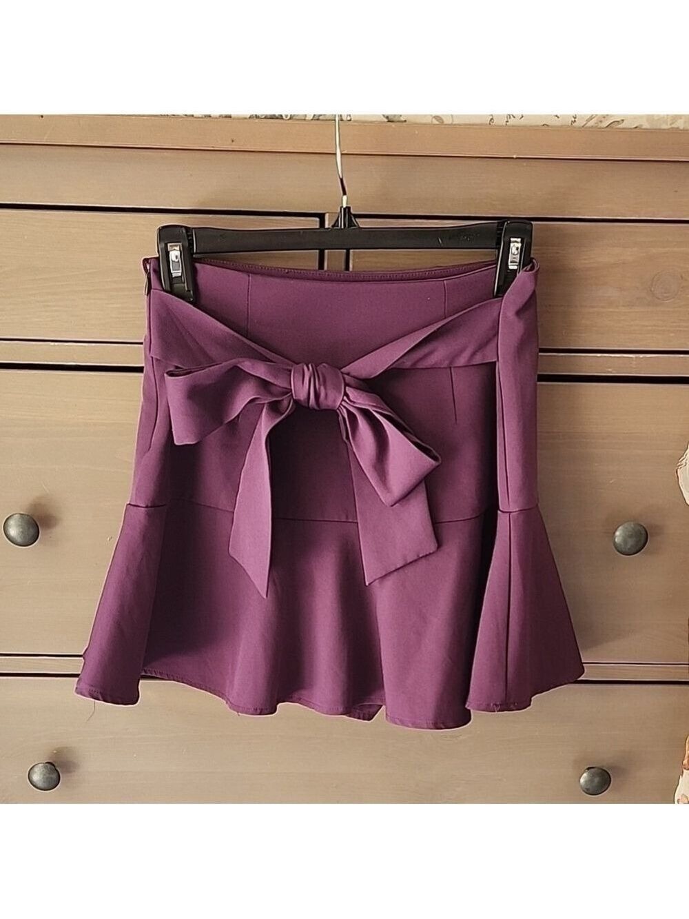 Zara Purple Mini Fit and Flare Skirt with Tie Front And Built In Shorts Size Sm